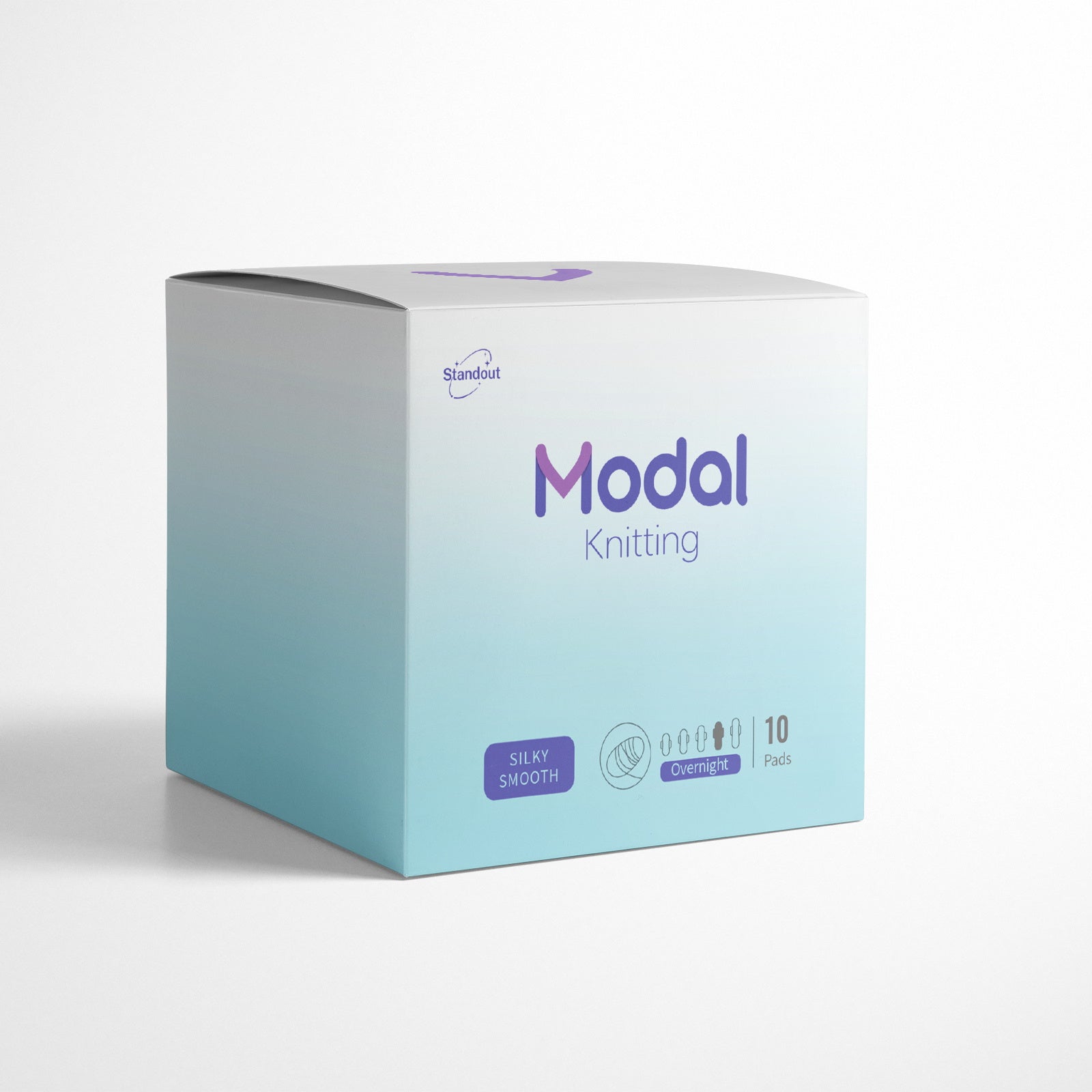 MODAL-Knitting overnight sanitary pads, 10pcs, silk softness and 3D leak-proof design