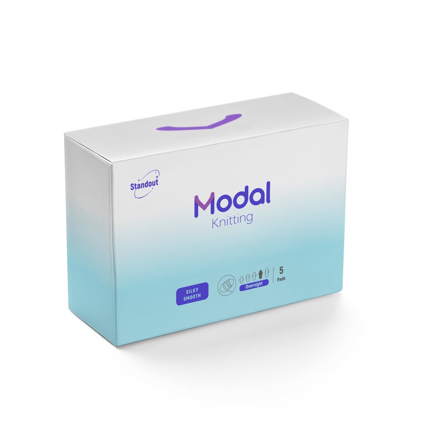 MODAL-Knitting overnight pads, 5pcs pack, silk comfort, strong absorbency for night use